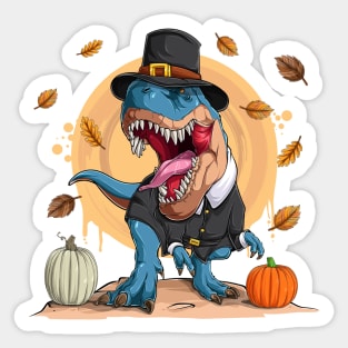T-Rex Thanksgiving Pilgrim Sticker